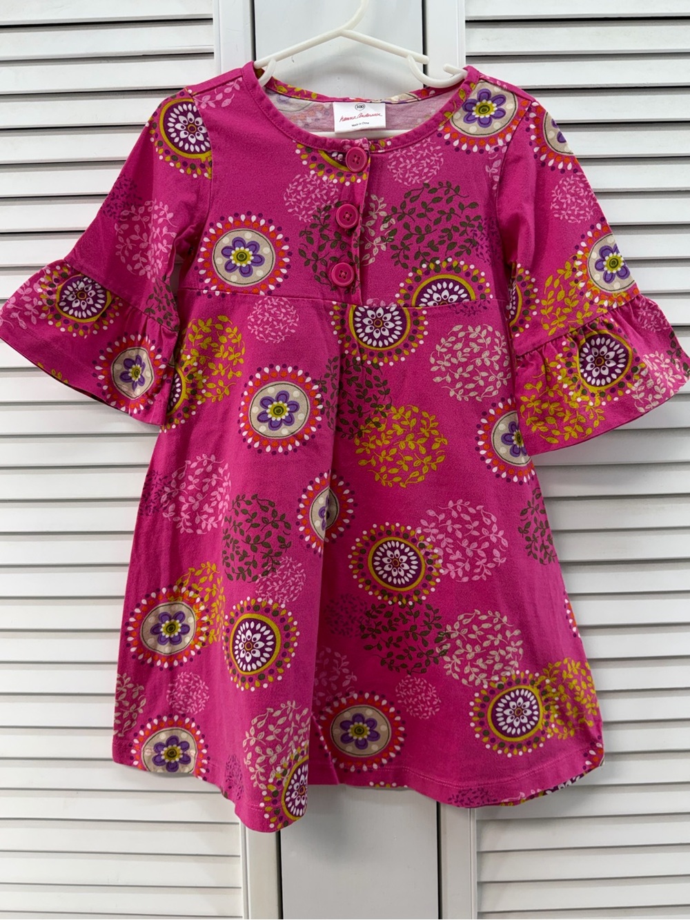 Hanna Andersson size 100 4 Fuchsia Floral Medallion Dress